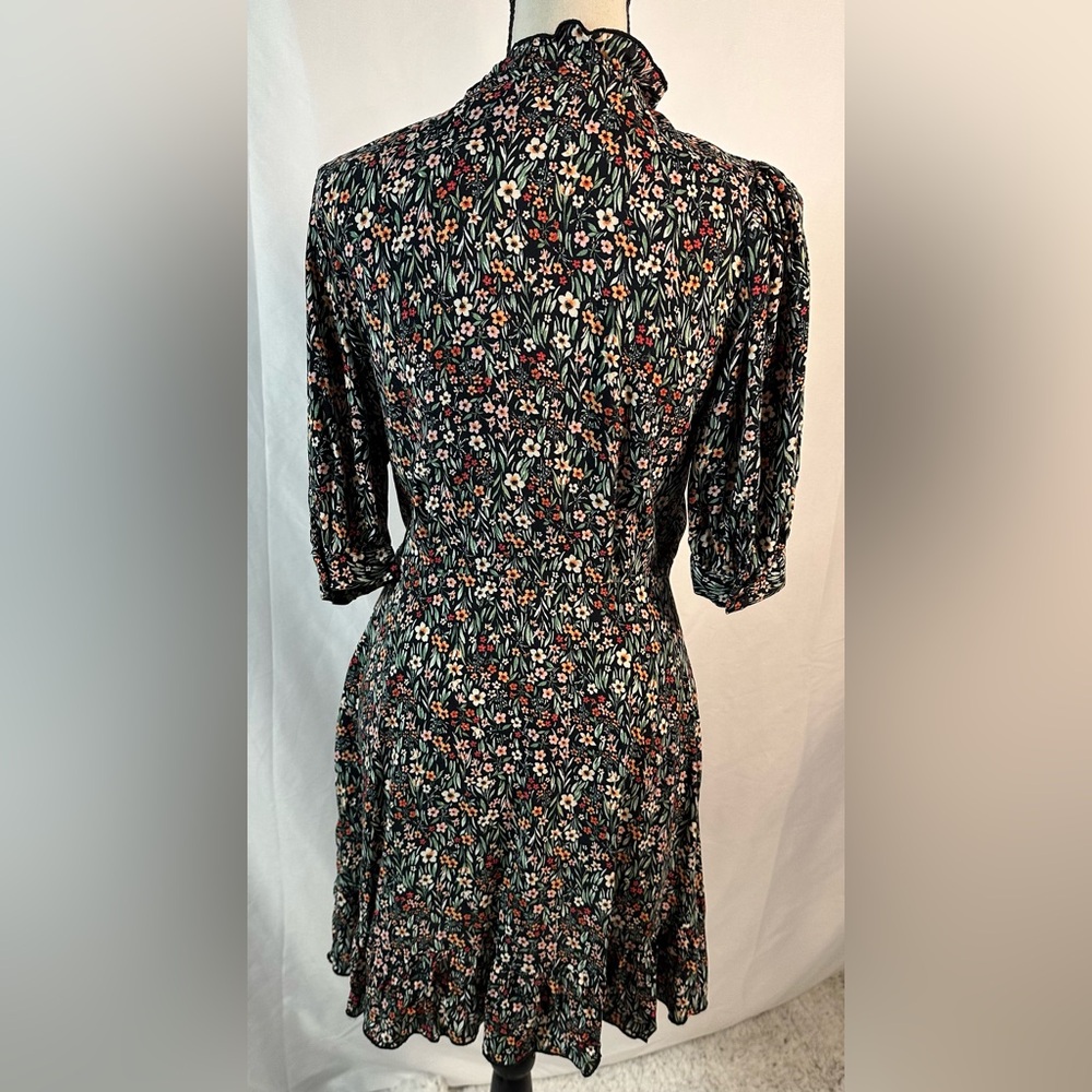 Topshop Floral Midi Dress - Black and Red - Picture 5 of 10
